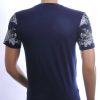 Les Designers Trendy Ronde Hals Heren T-shirt met Leeuwenkop Print Met Steentjes – Navy