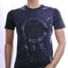 Les Designers Trendy Ronde Hals Heren T-shirt met Geborduurde Tijgerkop en Steentjes – Navy