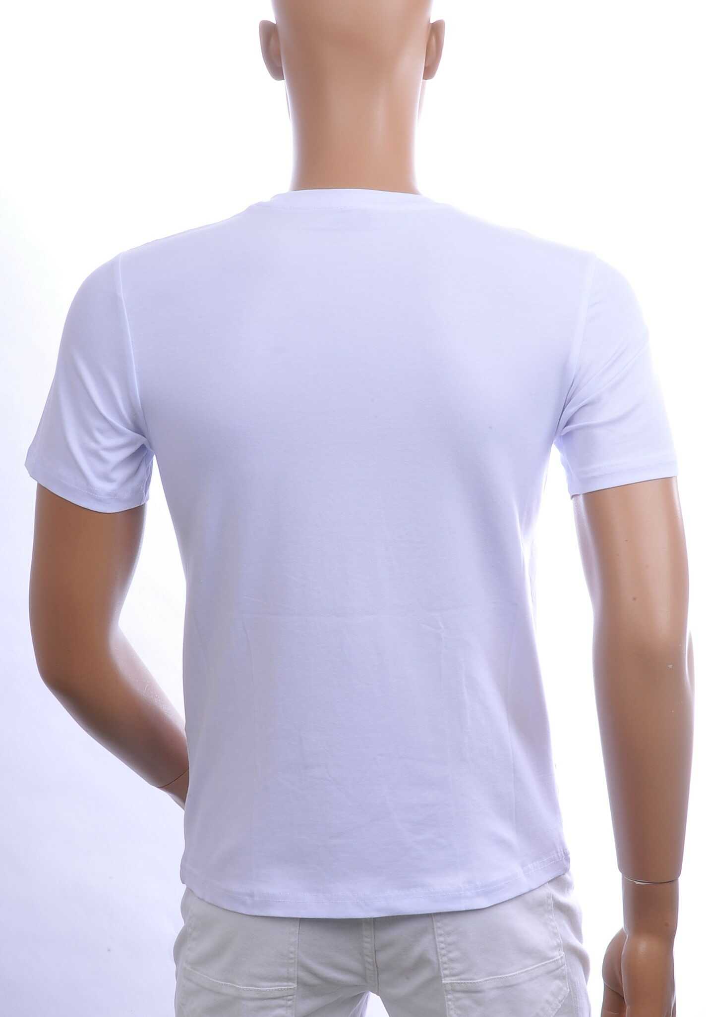 Les Designers Trendy Ronde Hals Heren T-shirt met Geborduurde Tijgerkop en Steentjes – Wit