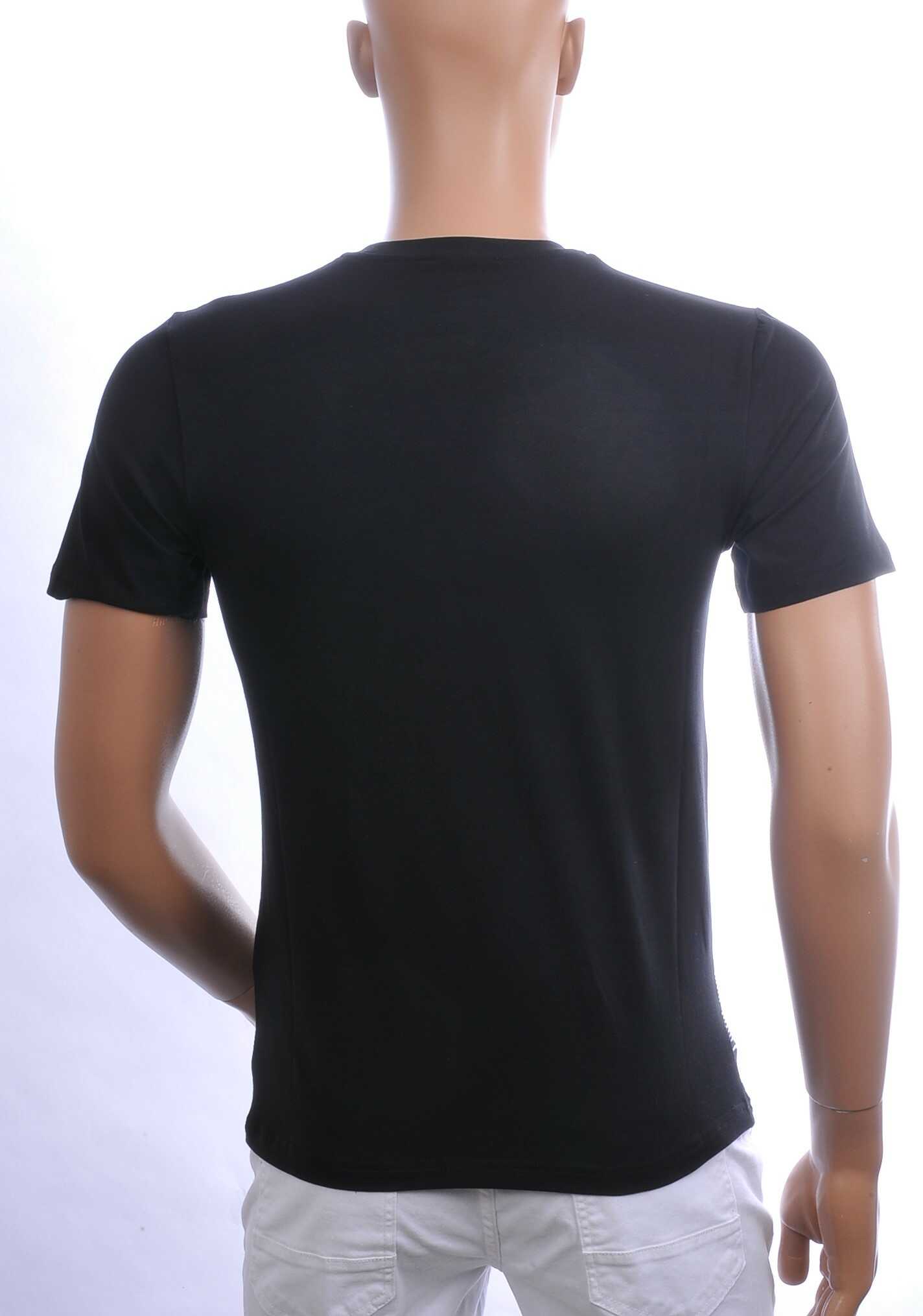 Les Designers Trendy Ronde Hals Heren T-shirt met Geborduurde Tijgerkop en Steentjes – Zwart