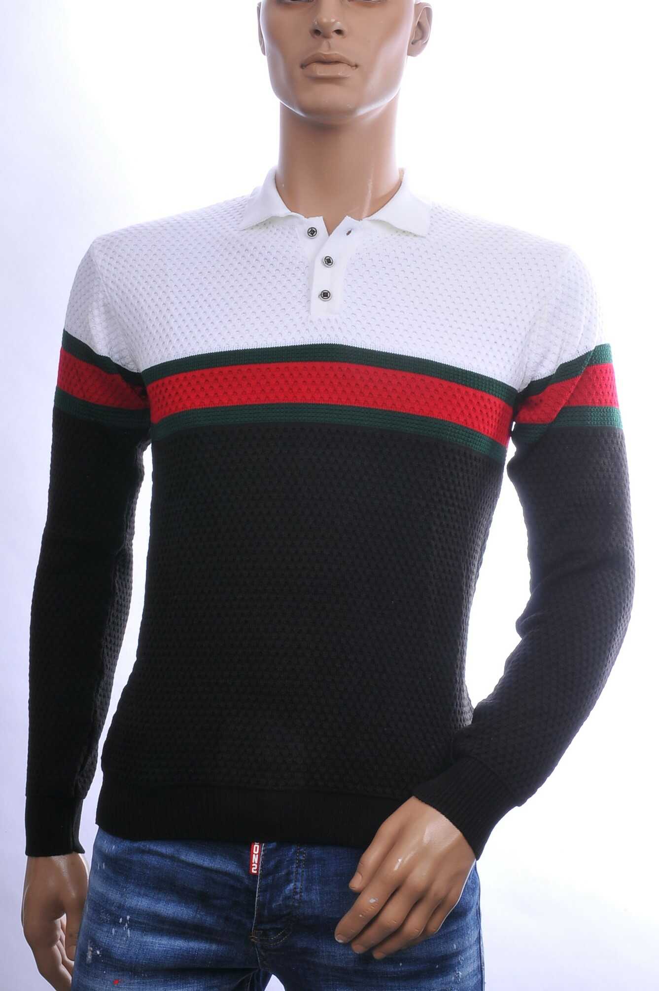 CLUB JU Trendy Slim Fit Dunne Heren Trui Met Polo Kraag - Zwart