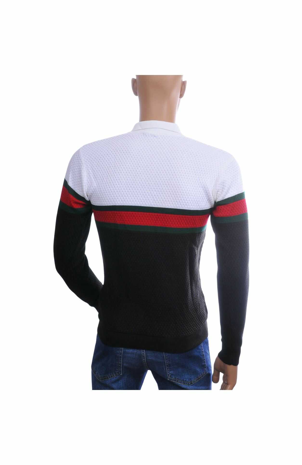 CLUB JU Trendy Slim Fit Dunne Heren Trui Met Polo Kraag - Zwart