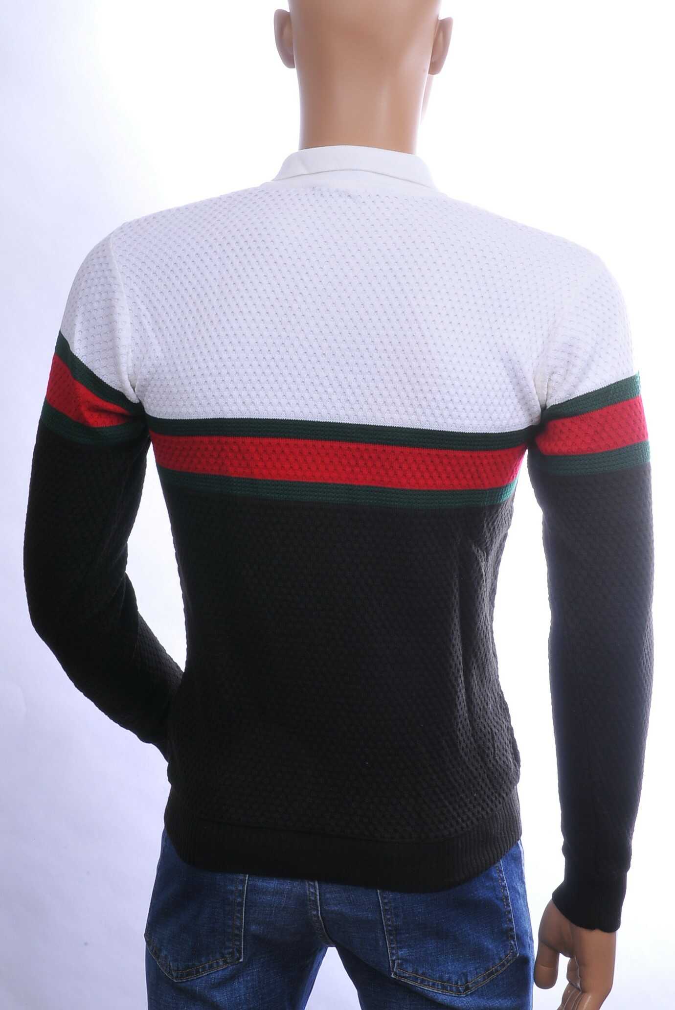 Club Ju Trendy Slim Fit Dunne Heren Trui Met Polo Kraag - Zwart - Afbeelding 2