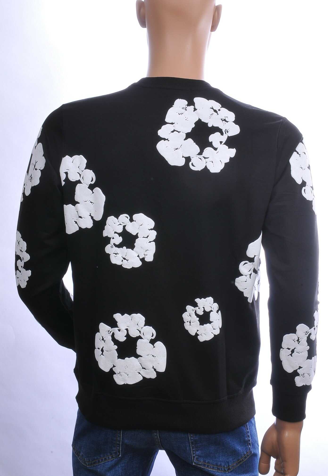 CONTOUR Trendy Allover Bloemen Dessin Ronde Hals Sweatshirt - Zwart