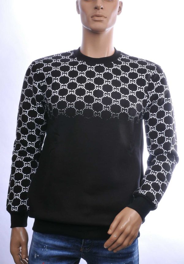 CONTOUR Trendy Allover Dessin Ronde Hals Sweatshirt - Zwart