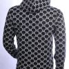 CONTOUR Trendy Allover Dessin Sweatshirt Met Capuchon - Zwart