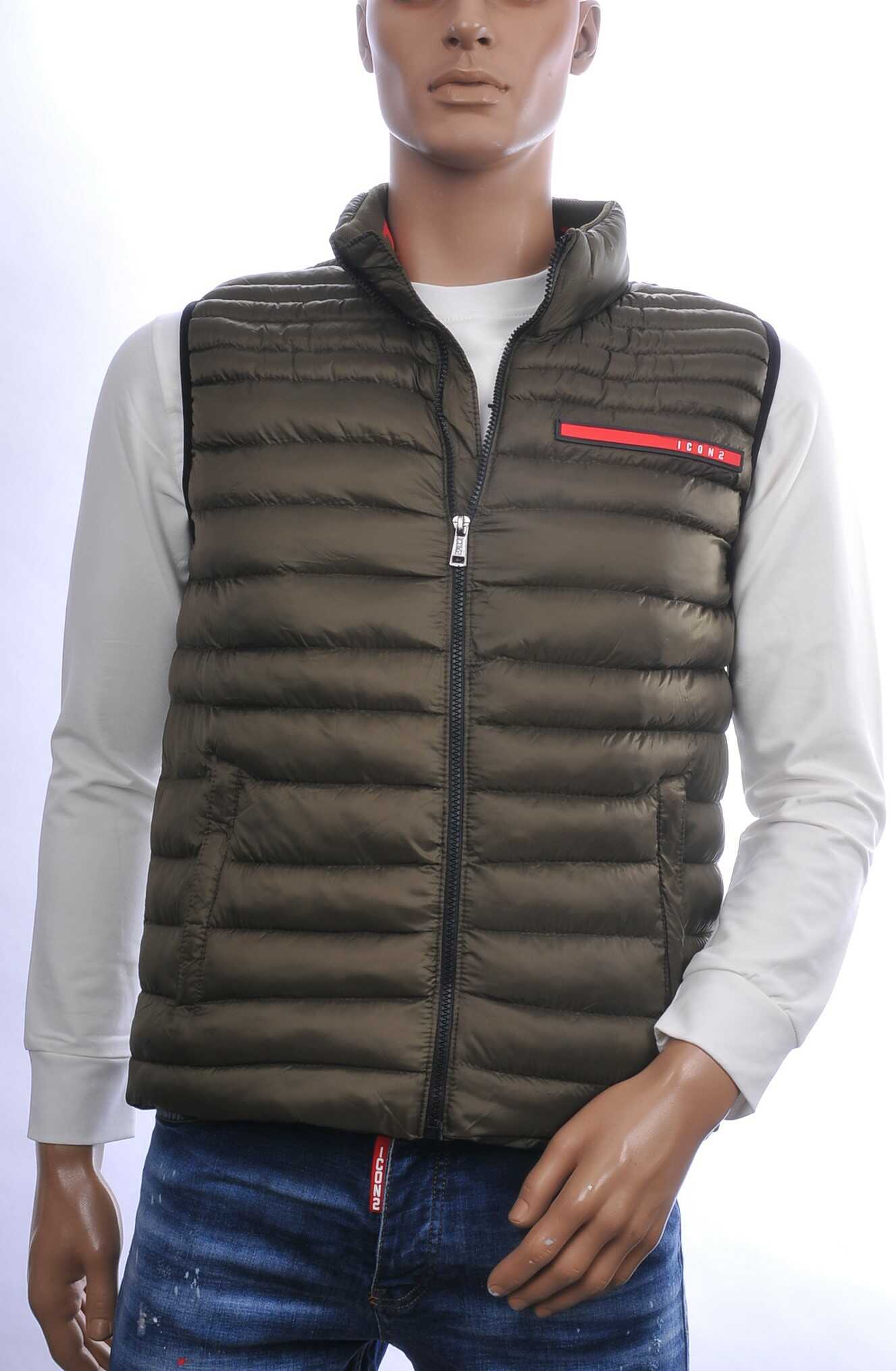 ICON2 Trendy Gewatteerde Slim Fit Korte Heren Bodywarmer - Khaki