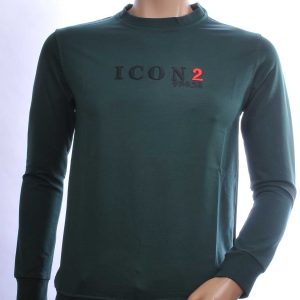 ICON2 Trendy Ronde Hals ICON2 Paris Sweatshirt - Donkergroen