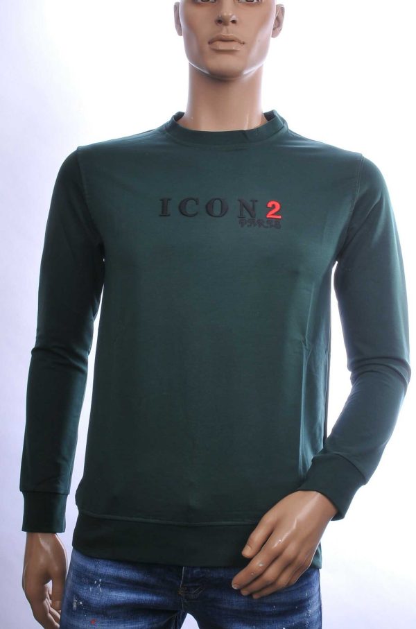 ICON2 Trendy Ronde Hals ICON2 Paris Sweatshirt - Donkergroen