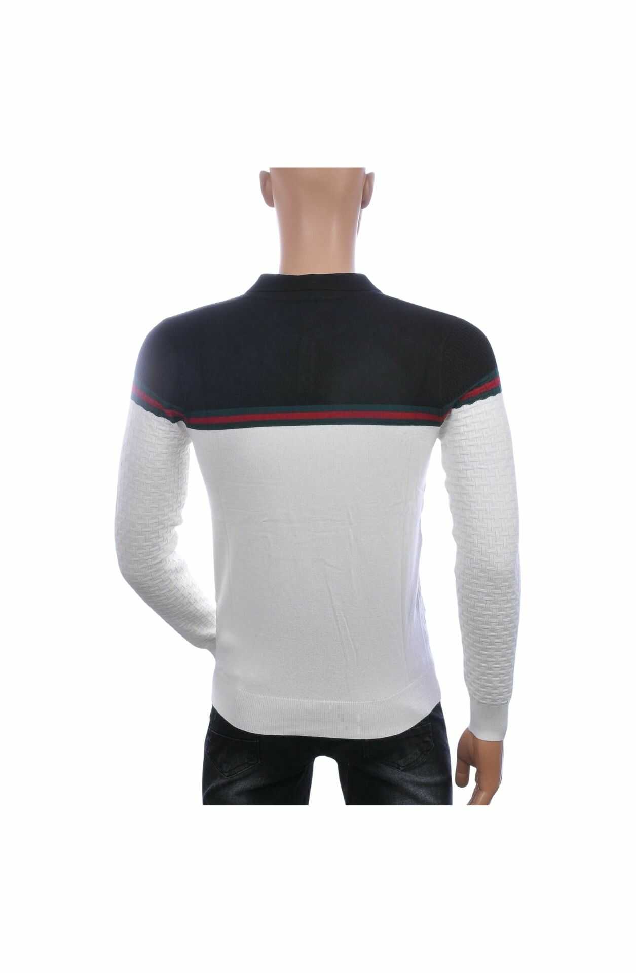 ENGELLZ Trendy Slim Fit Dunne Heren Trui met Polo Kraag – Wit