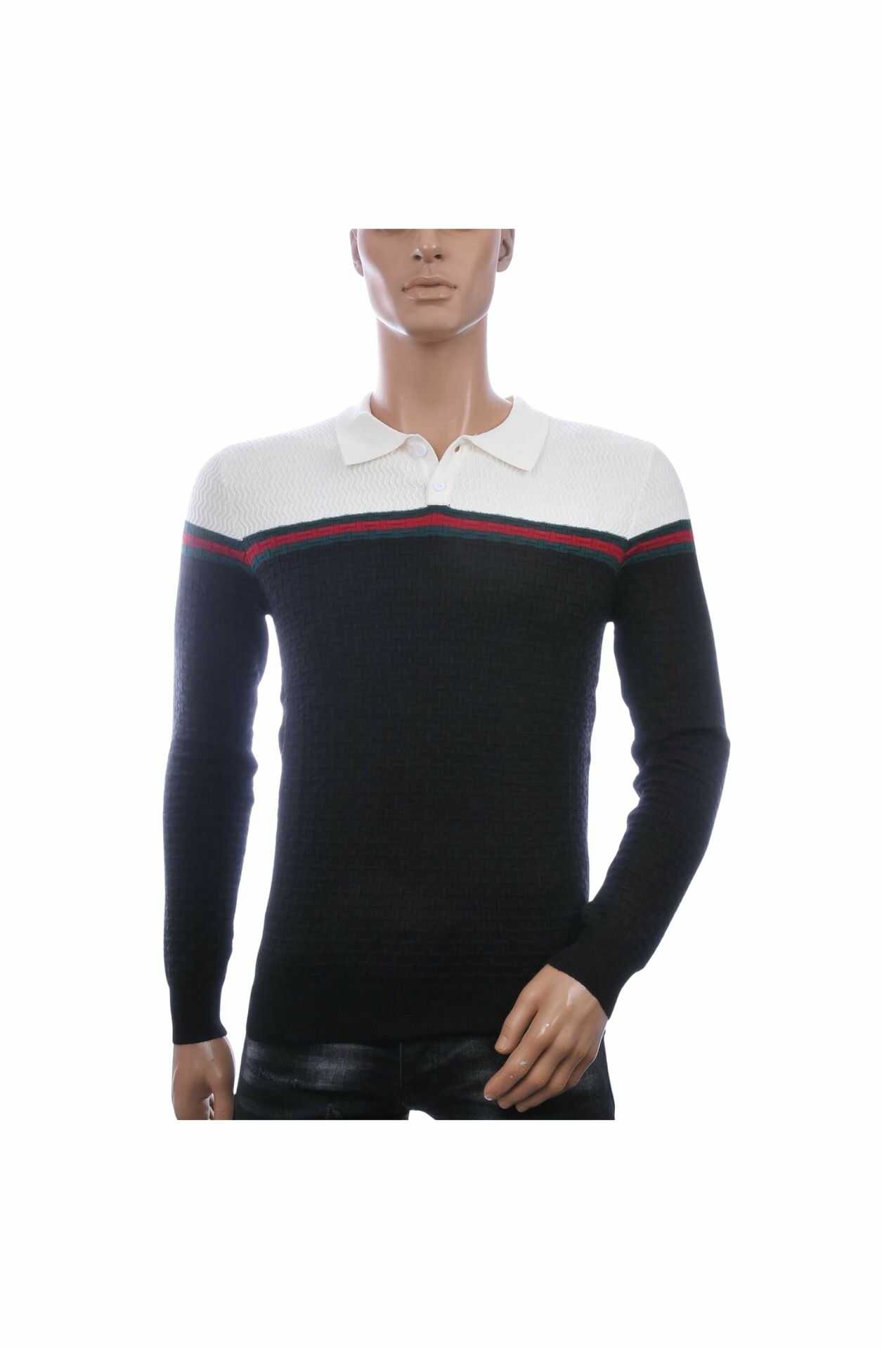 ENGELLZ Trendy Slim Fit Dunne Heren Trui met Polo Kraag – Zwart