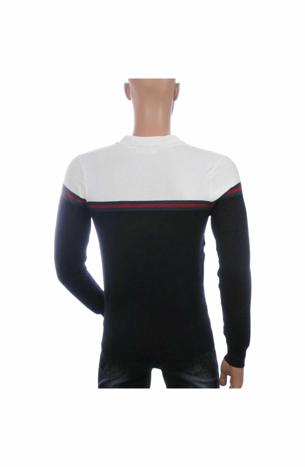 ENGELLZ Trendy Slim Fit Dunne Heren Trui met Polo Kraag – Zwart