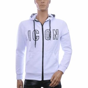 FLEX-STYLE Trendy ICON Heren Sweatvest met Capuchon – Wit