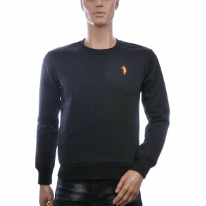 FLEX-STYLE Trendy Ronde Hals Effen Heren Sweatshirt – Zwart