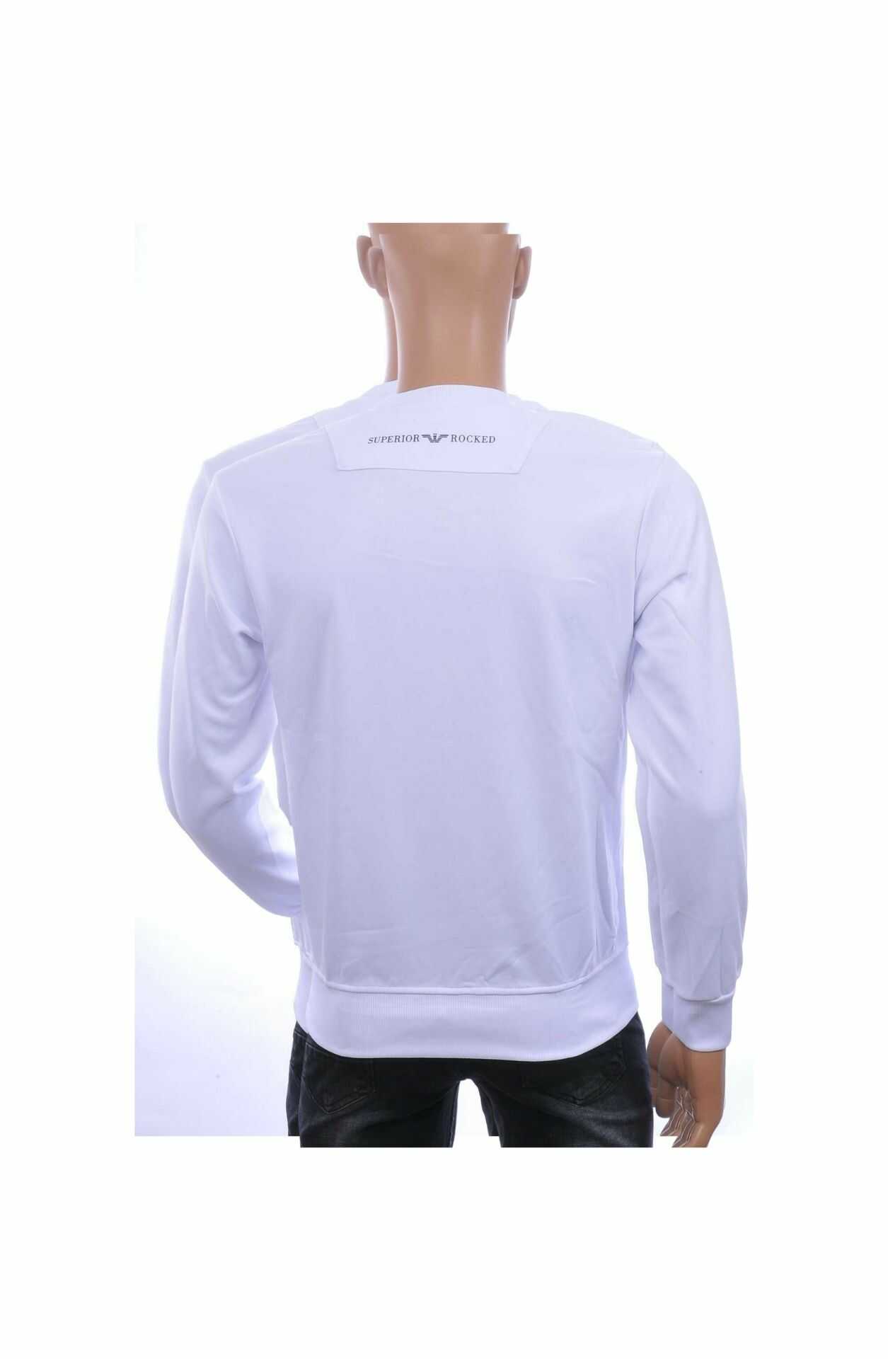 🖤 FLEX-STYLE Trendy Ronde Hals Heren Sweatshirt met Sierritsen – Wit