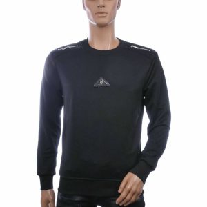 🖤 FLEX-STYLE Trendy Ronde Hals Heren Sweatshirt met Sierritsen – Zwart