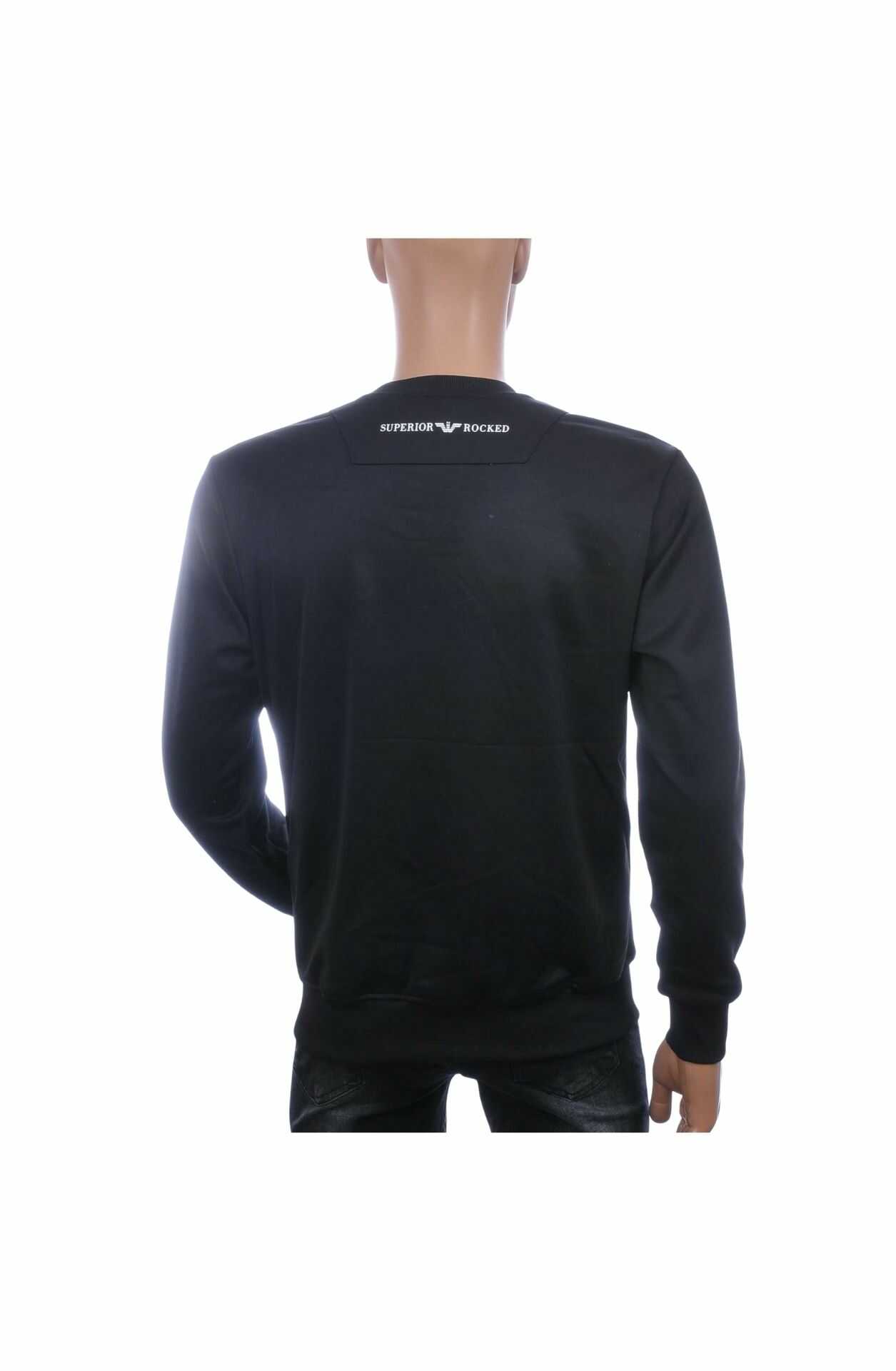 🖤 FLEX-STYLE Trendy Ronde Hals Heren Sweatshirt met Sierritsen – Zwart