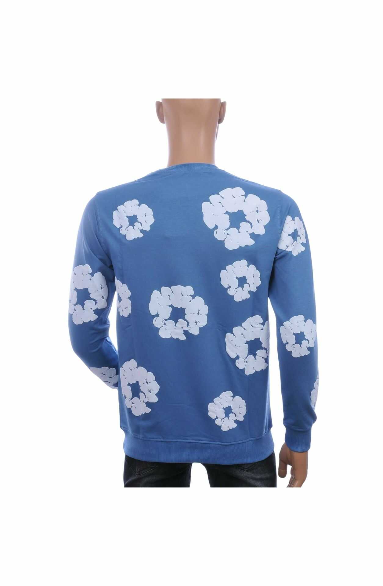 ICON2 Trendy Allover Bloemenprint Heren Sweatshirt – Blauw