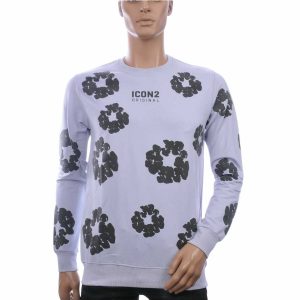 ICON2 Trendy Allover Bloemenprint Heren Sweatshirt – Grijs