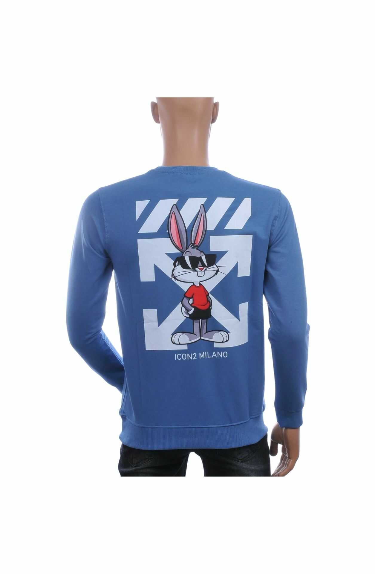 ICON2 Trendy Heren Sweatshirt met Bugs Bunny Print – Blauw