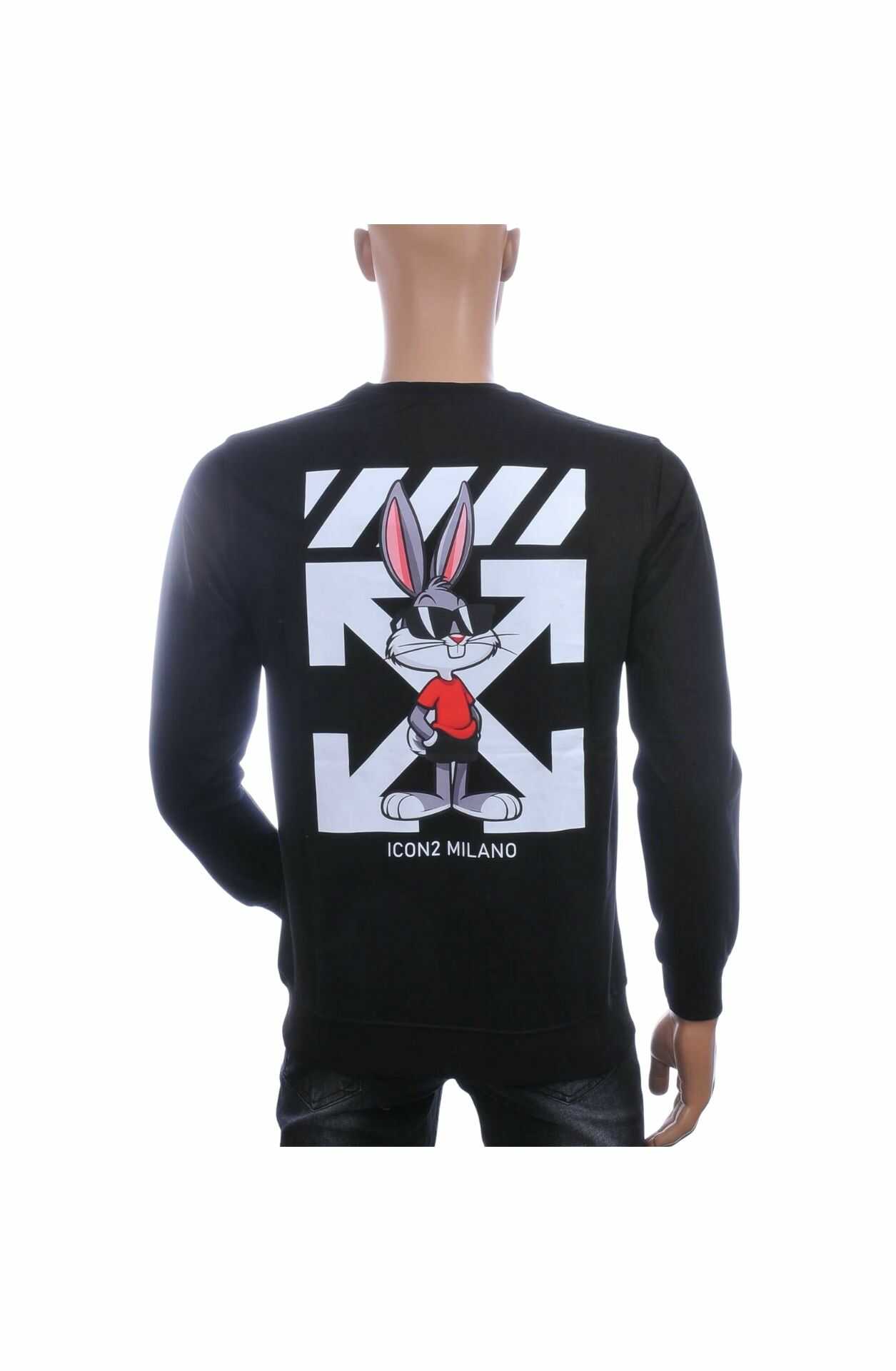 ICON2 Trendy Heren Sweatshirt met Bugs Bunny Print – Zwart
