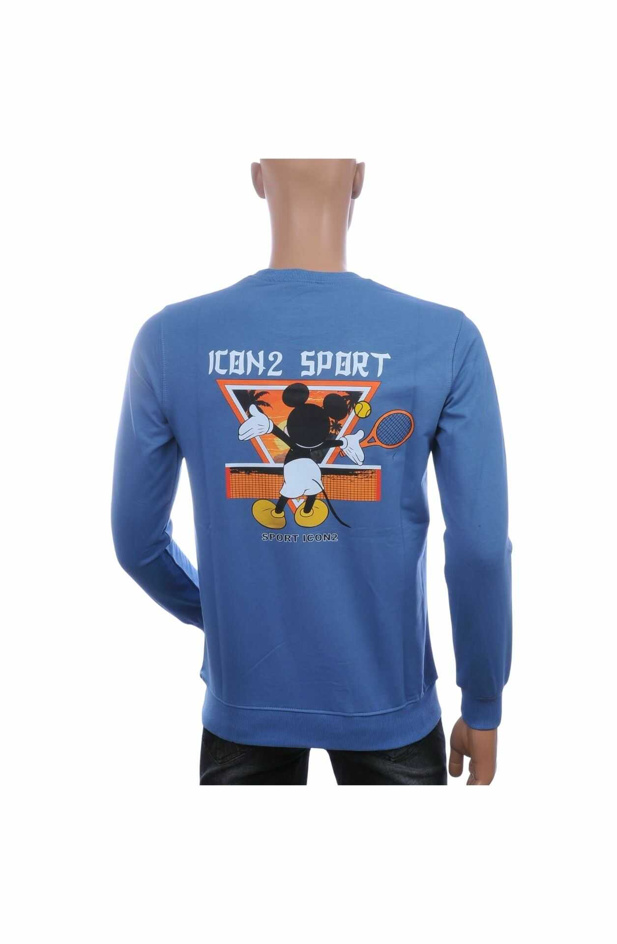 🧥 ICON2 Trendy Ronde Hals Heren Sweatshirt met Mickey Mouse Print – Blauw