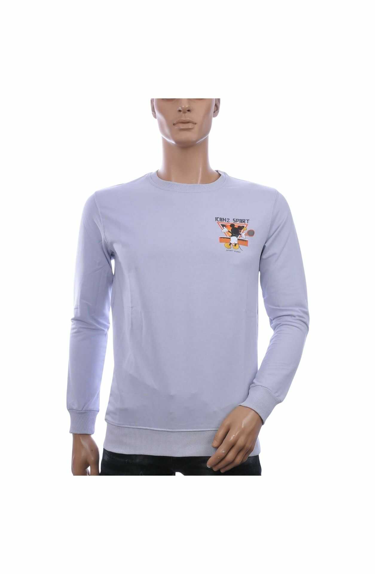 🧥 ICON2 Trendy Ronde Hals Heren Sweatshirt met Mickey Mouse Print – Grijs