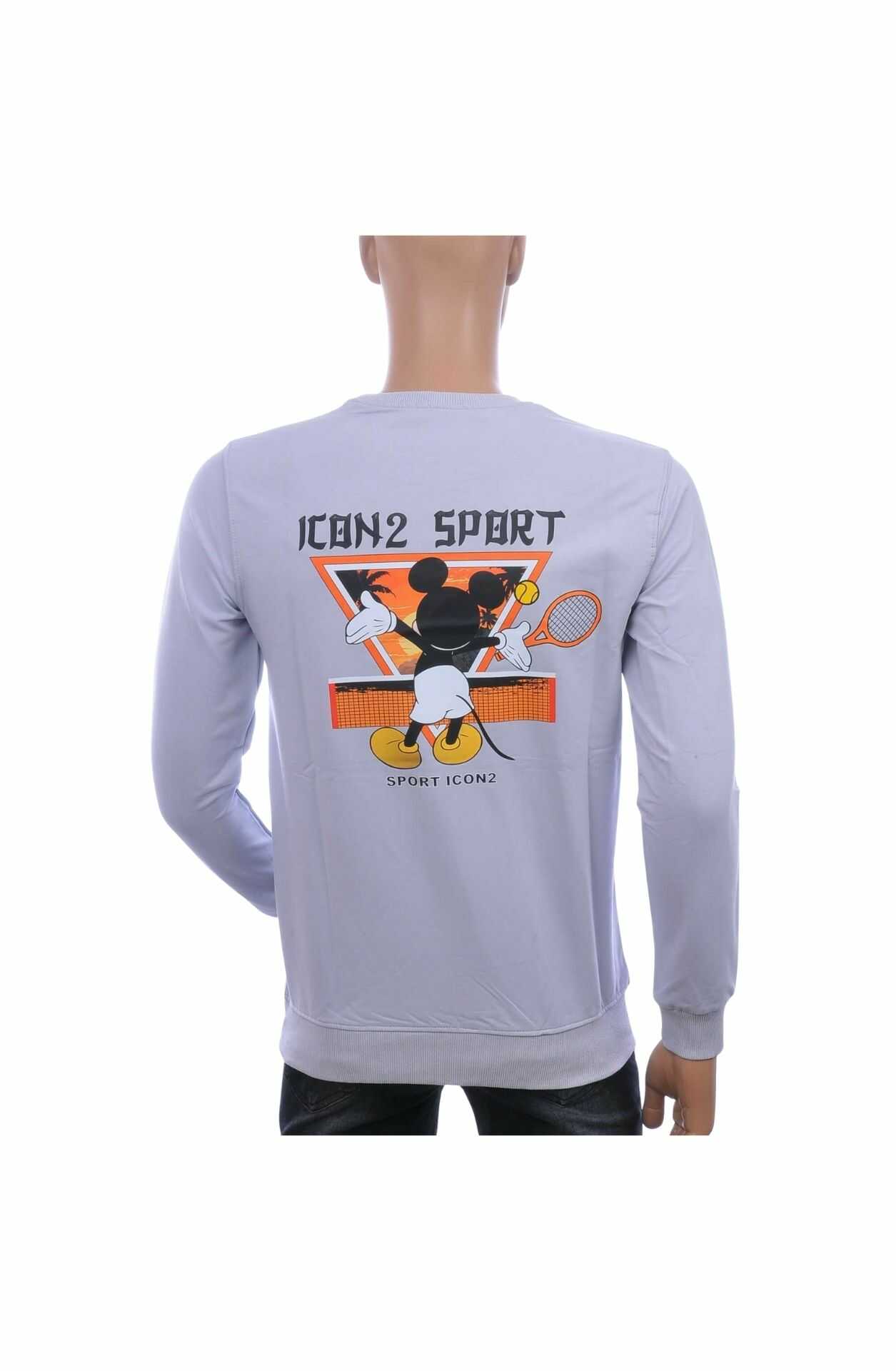 🧥 ICON2 Trendy Ronde Hals Heren Sweatshirt met Mickey Mouse Print – Grijs