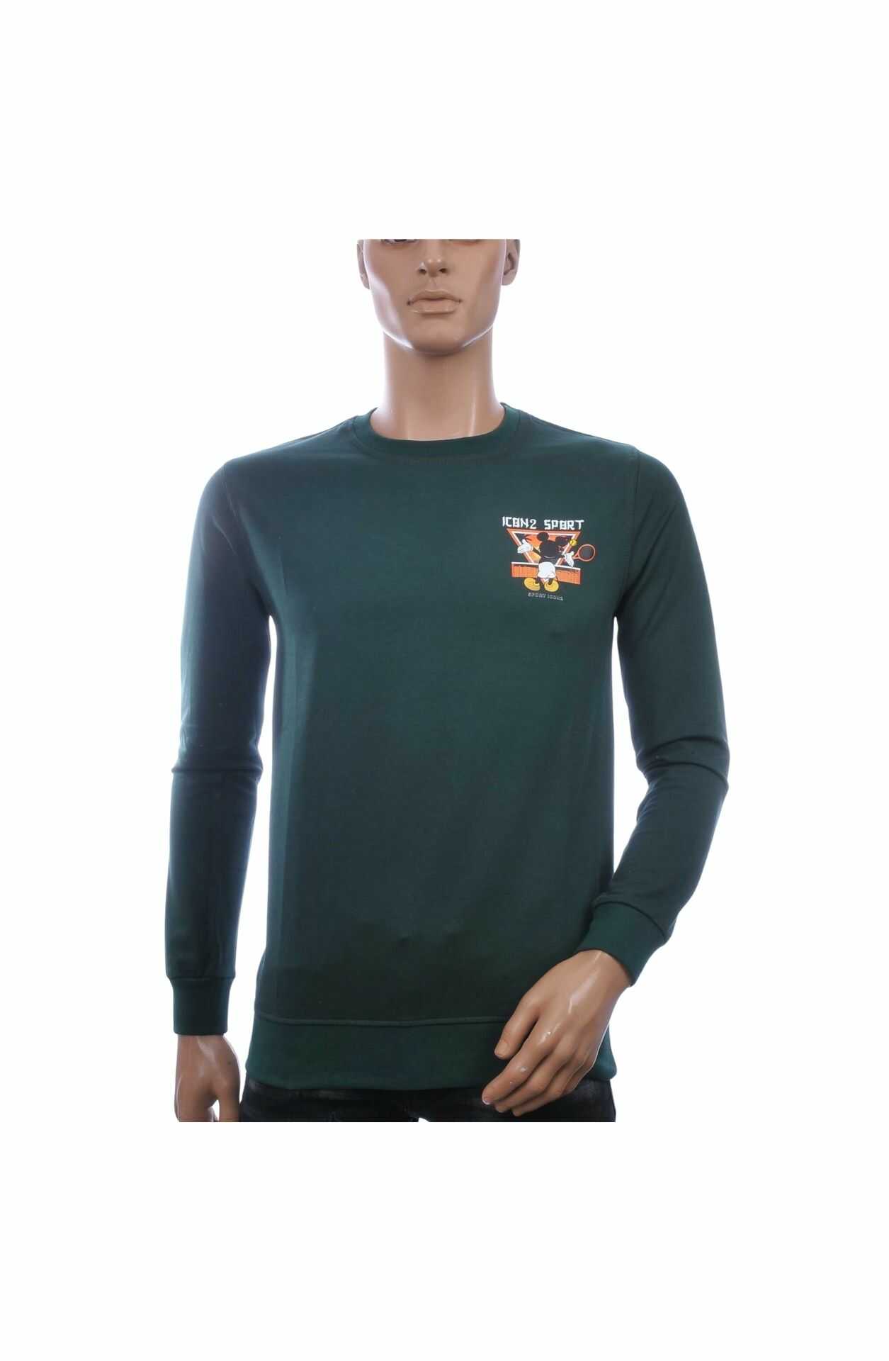 🧥 ICON2 Trendy Ronde Hals Heren Sweatshirt met Mickey Mouse Print – Groen
