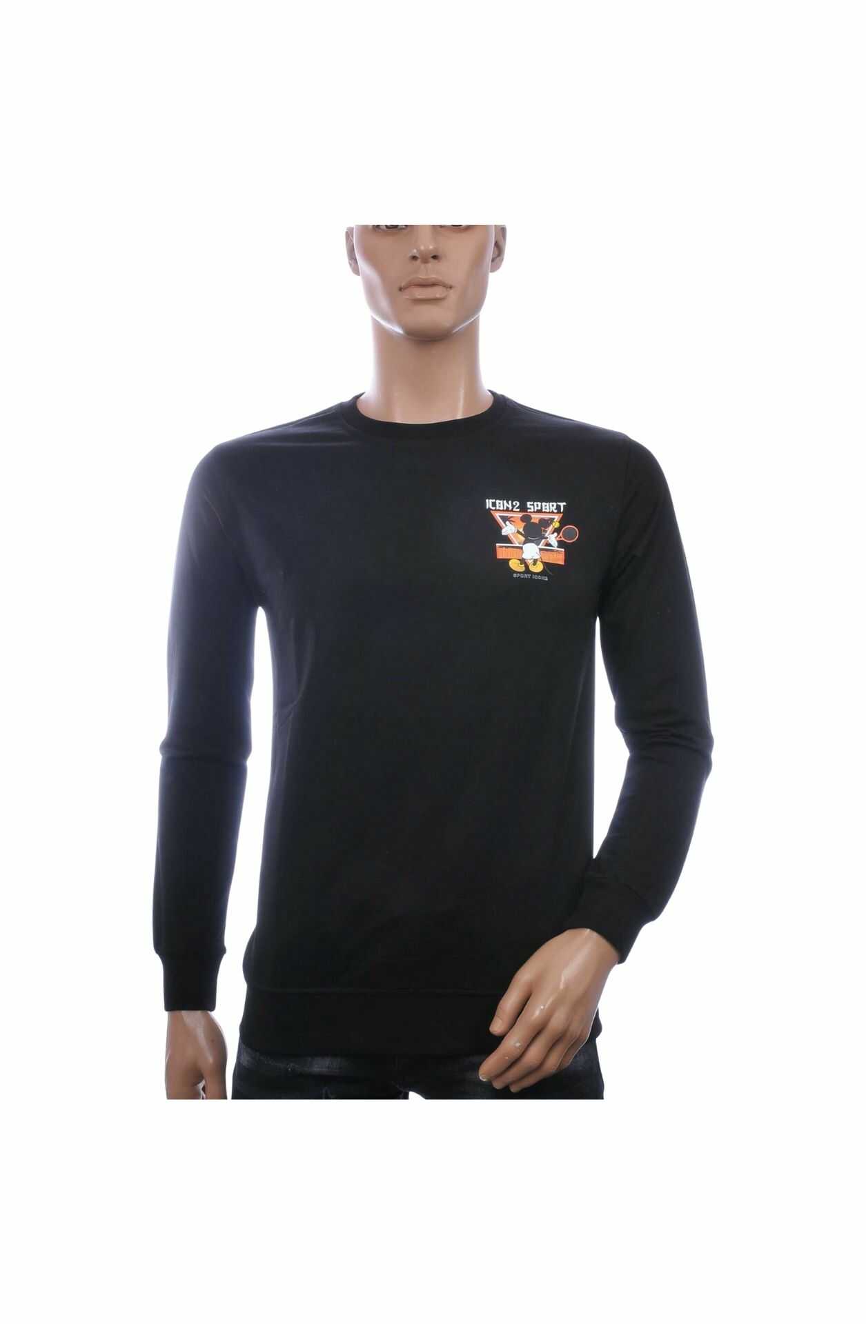 🧥 ICON2 Trendy Ronde Hals Heren Sweatshirt met Mickey Mouse Print – Zwart