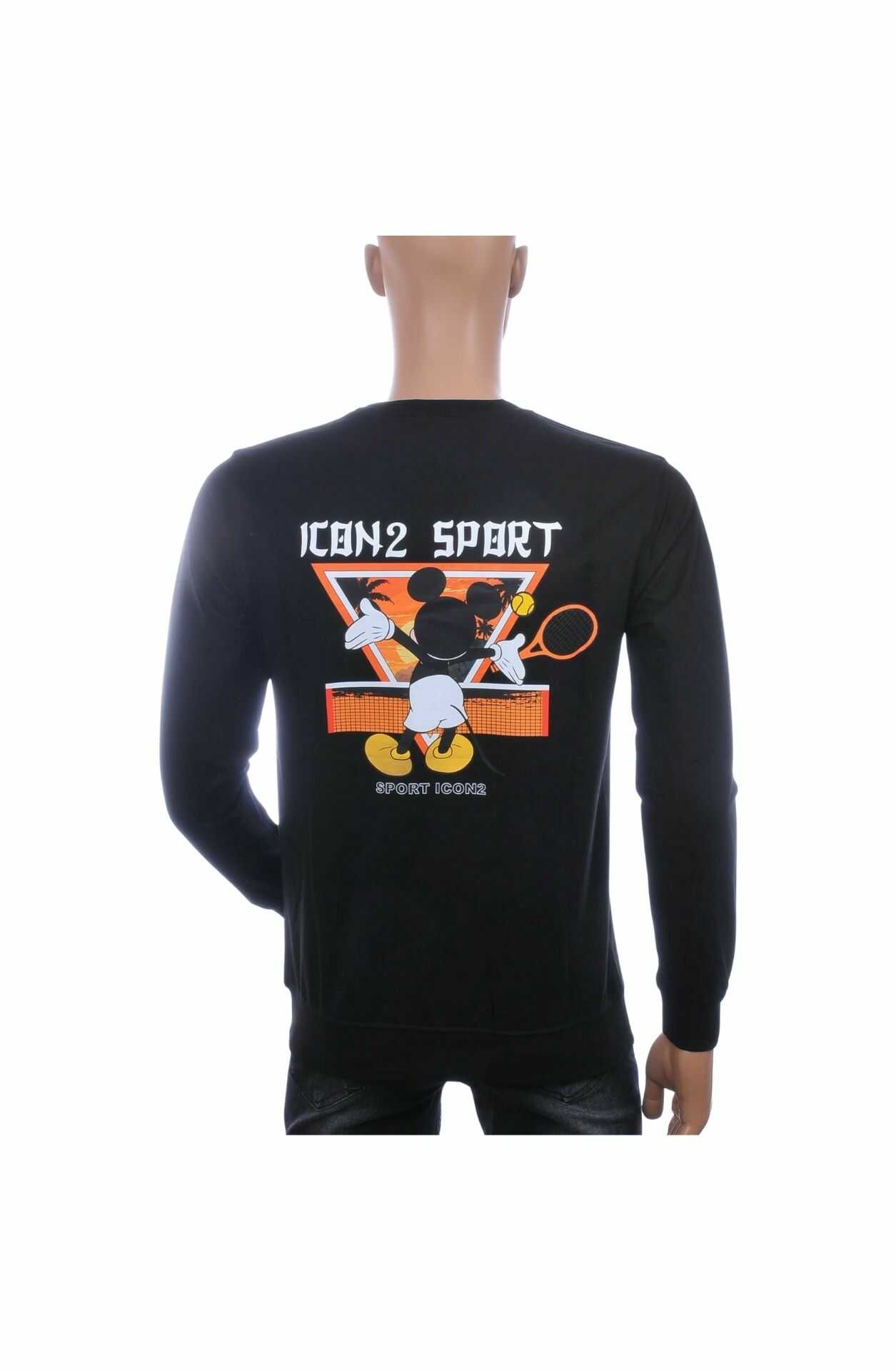 🧥 ICON2 Trendy Ronde Hals Heren Sweatshirt met Mickey Mouse Print – Zwart