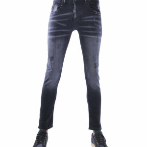 ICON2 Trendy Slim Fit Stretch Gescheurde Heren Jeans – Zwart