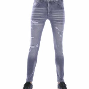 ICON2 Trendy Slim Fit Stretch Gescheurde Heren Jeans – Grijs