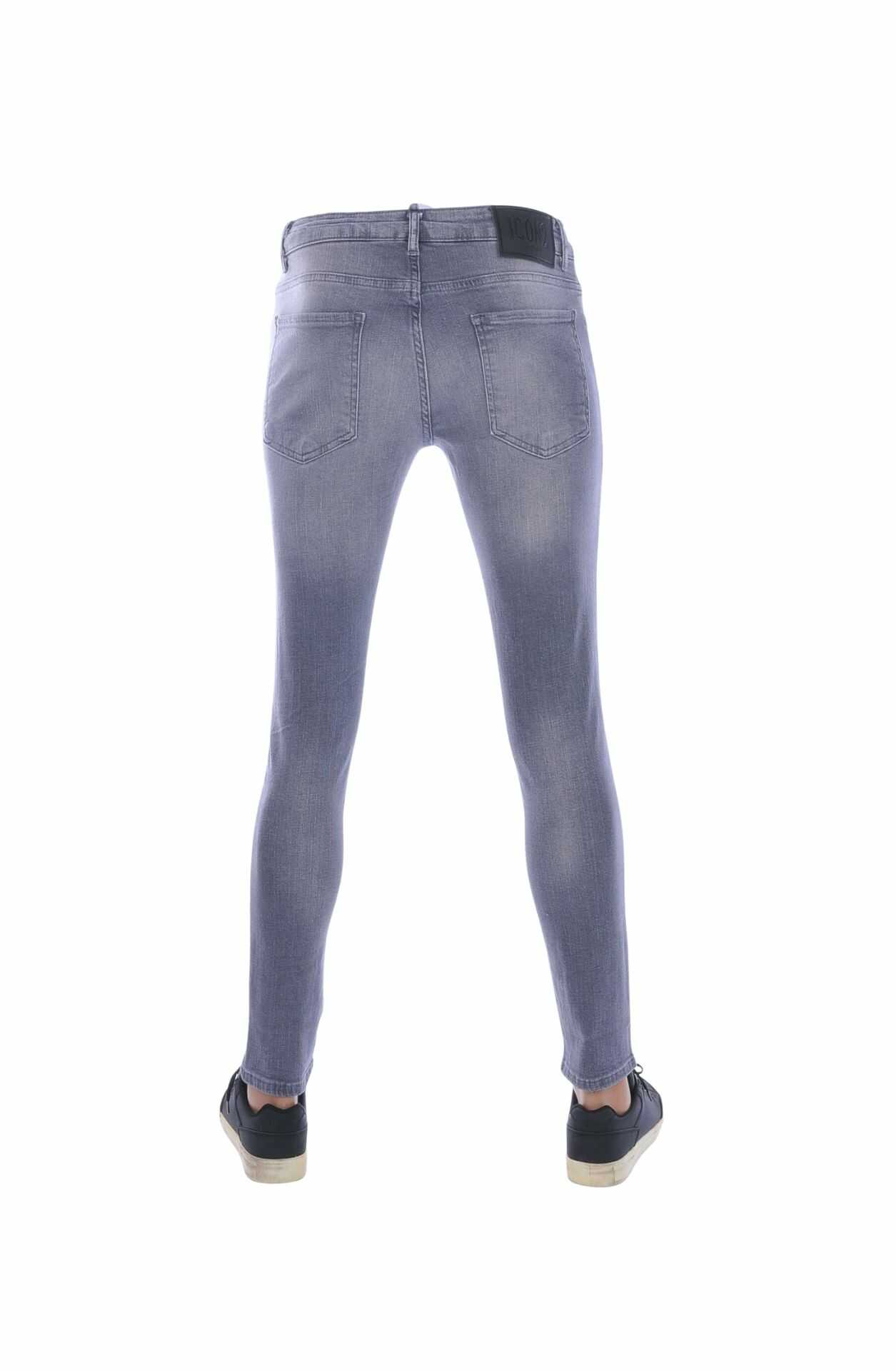 ICON2 Trendy Slim Fit Stretch Gescheurde Heren Jeans – Grijs