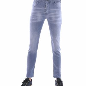 ICON2 Trendy Slim Fit Stretch Gescheurde Heren Jeans – Lichtgrijs