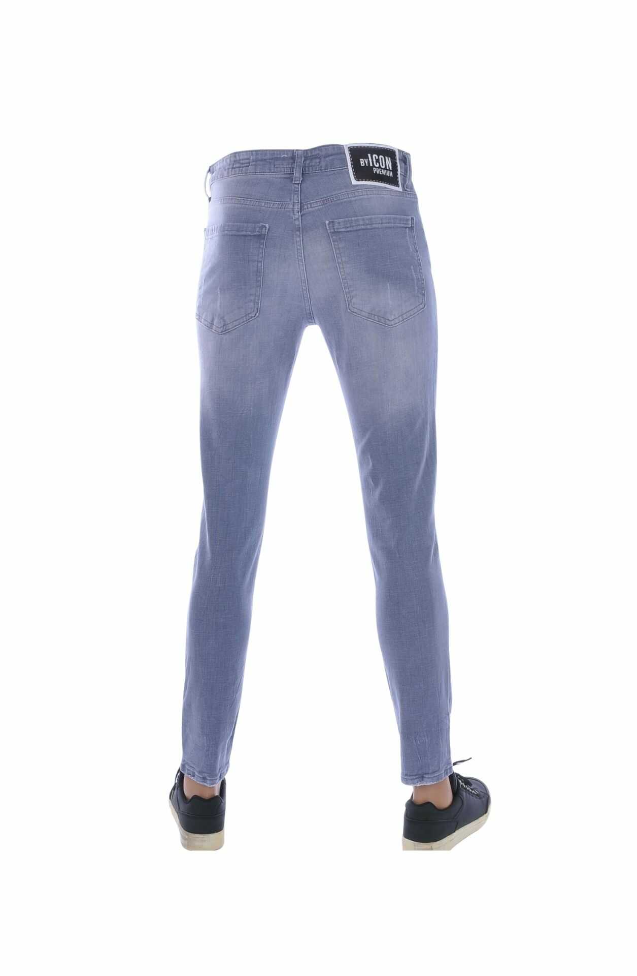 ICON2 Trendy Slim Fit Stretch Gescheurde Heren Jeans – Lichtgrijs