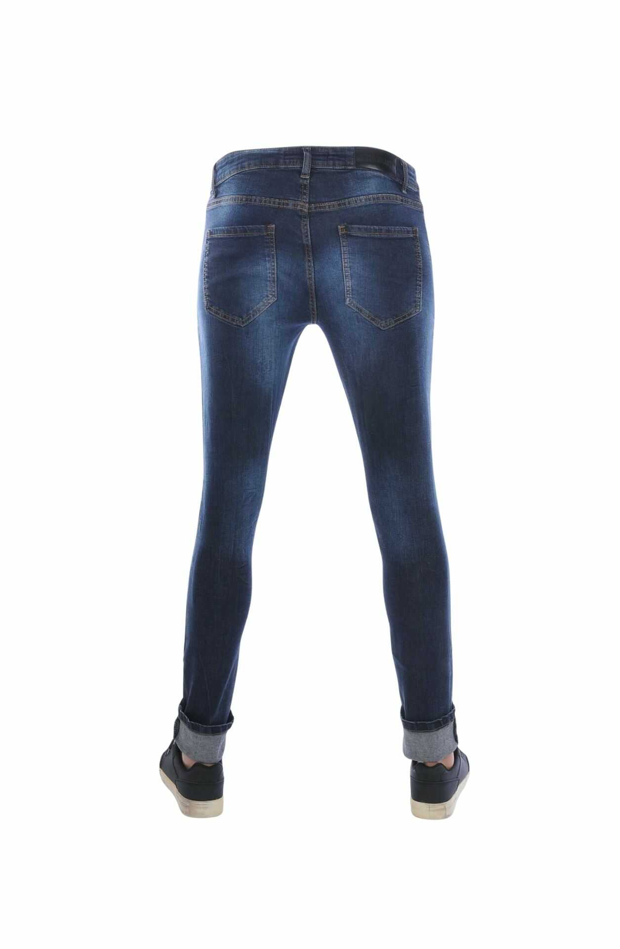 ICON Trendy Gewassen Slim Fit Stretch Heren Jeans – Donkerblauw