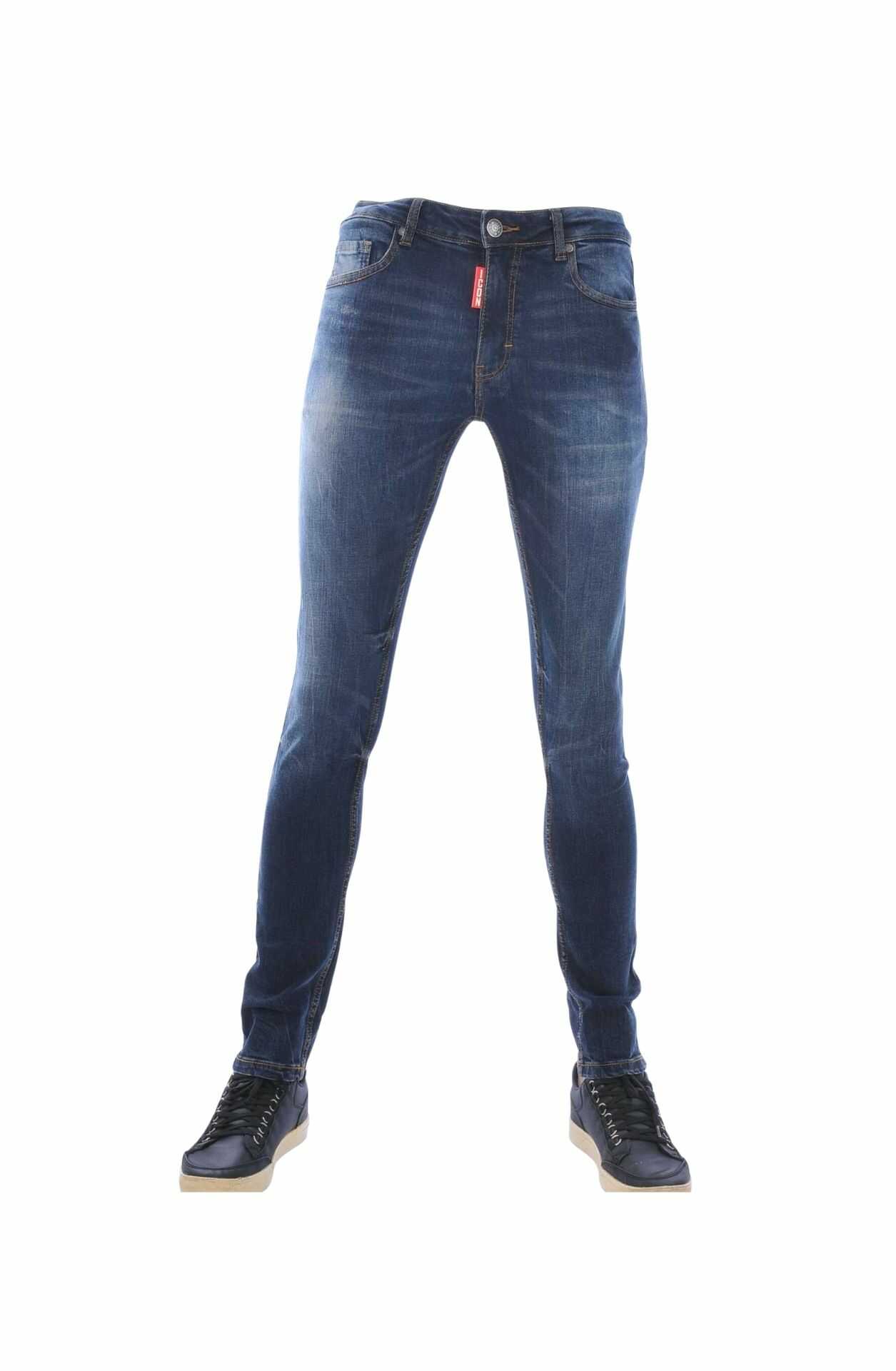 ICON Trendy Gewassen Slim Fit Stretch Heren Jeans – Donkerblauw