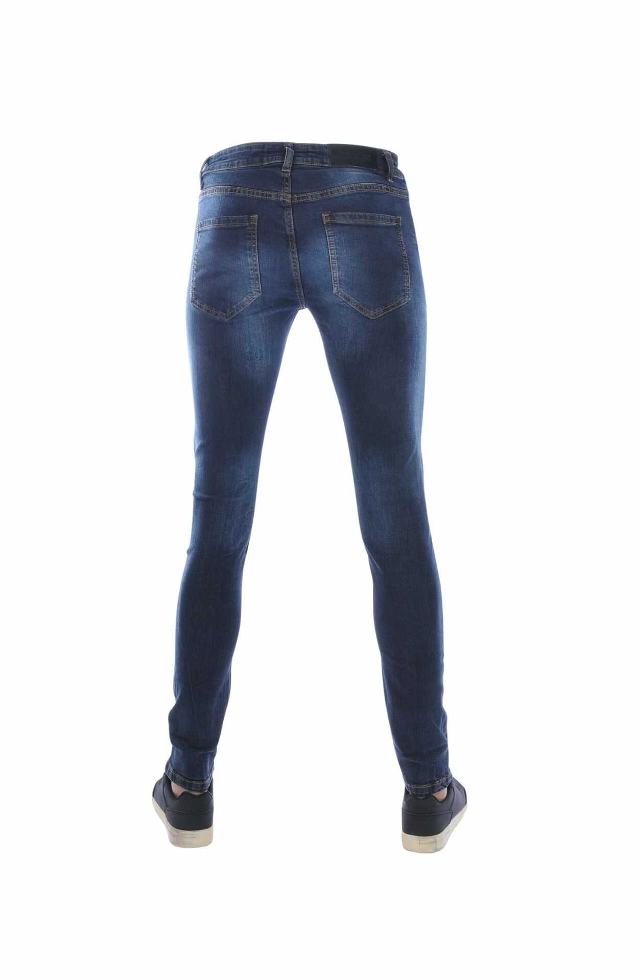 ICON Trendy Gewassen Slim Fit Stretch Heren Jeans – Donkerblauw