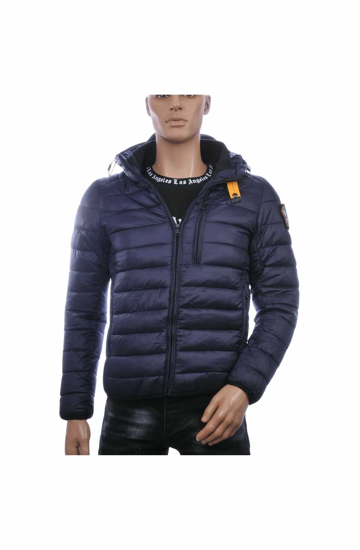 MEN'S WEAR Trendy Korte Heren Jas met Vaste Capuchon – Navy