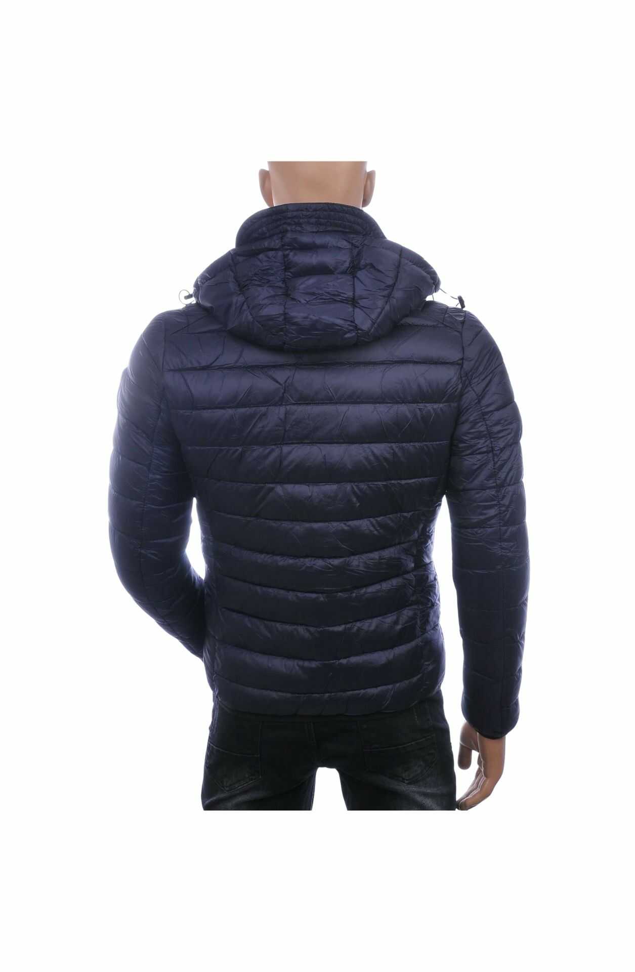 MEN'S WEAR Trendy Korte Heren Jas met Vaste Capuchon – Navy