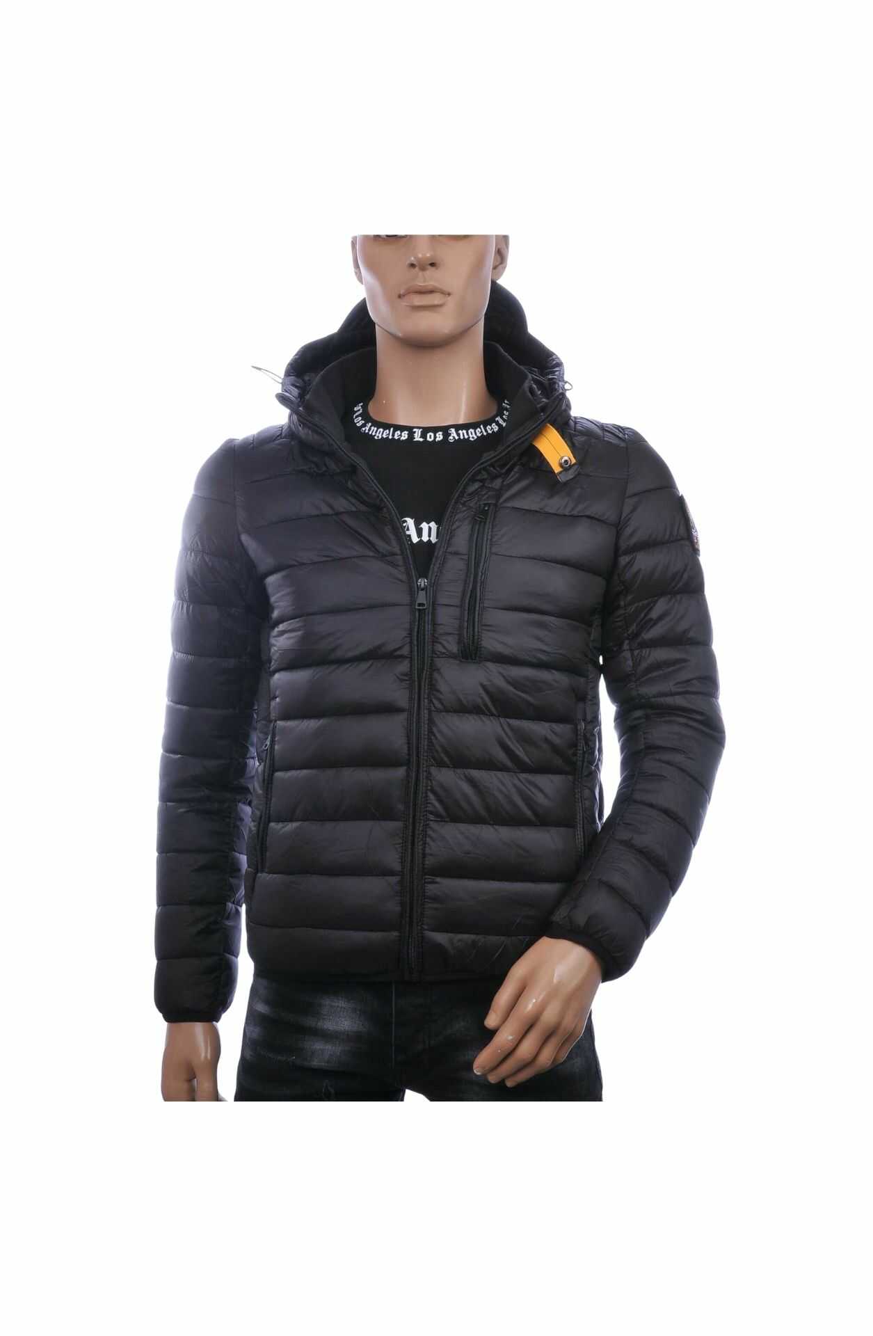 MEN'S WEAR Trendy Korte Heren Jas met Vaste Capuchon – Zwart