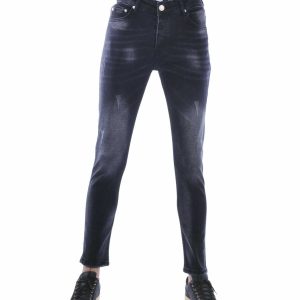 MONTFLEURI Slim Fit Stretch Heren Jeans met Lichte Wassing – Zwart