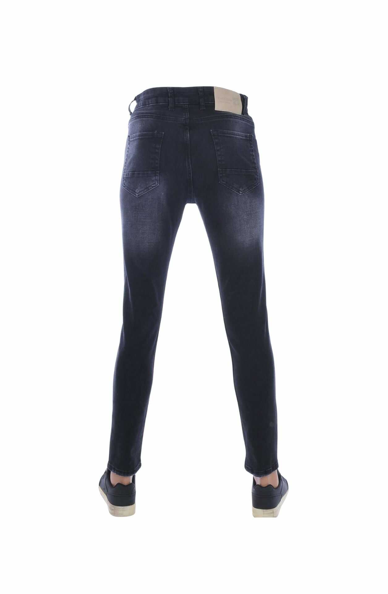 MONTFLEURI Slim Fit Stretch Heren Jeans met Lichte Wassing – Zwart