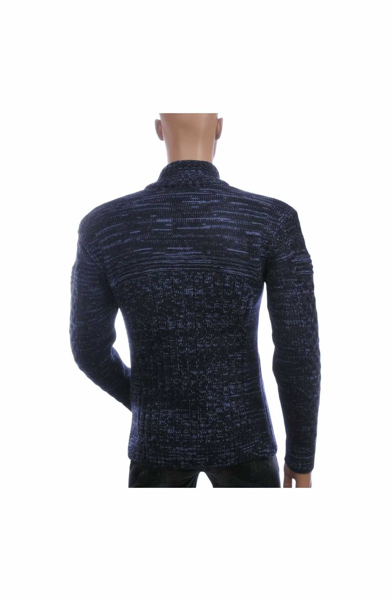 CLUB JU Luxe Grof Gebreid Heren Vest met Ritssluiting – Navy