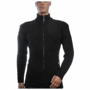 CLUB JU Luxe Grof Gebreid Heren Vest met Ritssluiting – Zwart