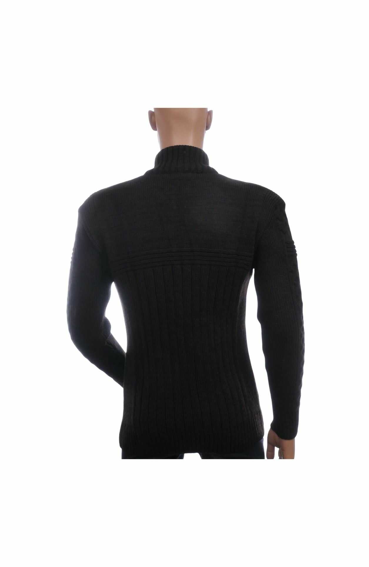 CLUB JU Luxe Grof Gebreid Heren Vest met Ritssluiting – Zwart