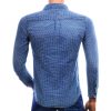 DRAGSTER donkerblauw slim fit heren overhemd met fijne ruit achterkant