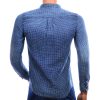Achterkant DRAGSTER donkerblauw heren overhemd slim fit met fijne ruit