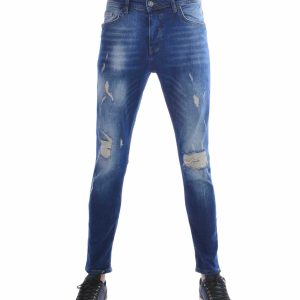 donkerblauwe heren jeans, slim fit stretch jeans heren, destroyed jeans heren, gescheurde jeans donkerblauw, streetwear jeans heren, moderne heren spijkerbroek, trendy slim fit denim, heren jeans met stretch, premium denim heren, urban jeans mannen, designer jeans heren, goedkoop heren jeans kopen, online heren jeans kopen, heren Kleding in Nijmegen, CHARRA, ZARA, COEF, CHASIN, WAM DENIM, dsquared2